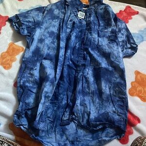 Stylish Blue Tie-Dye Men's Casual Shirt